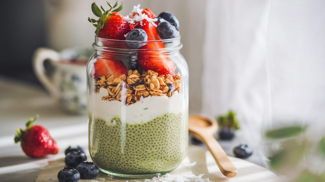 🍵 Matcha Chia Pudding Parfait 🌿