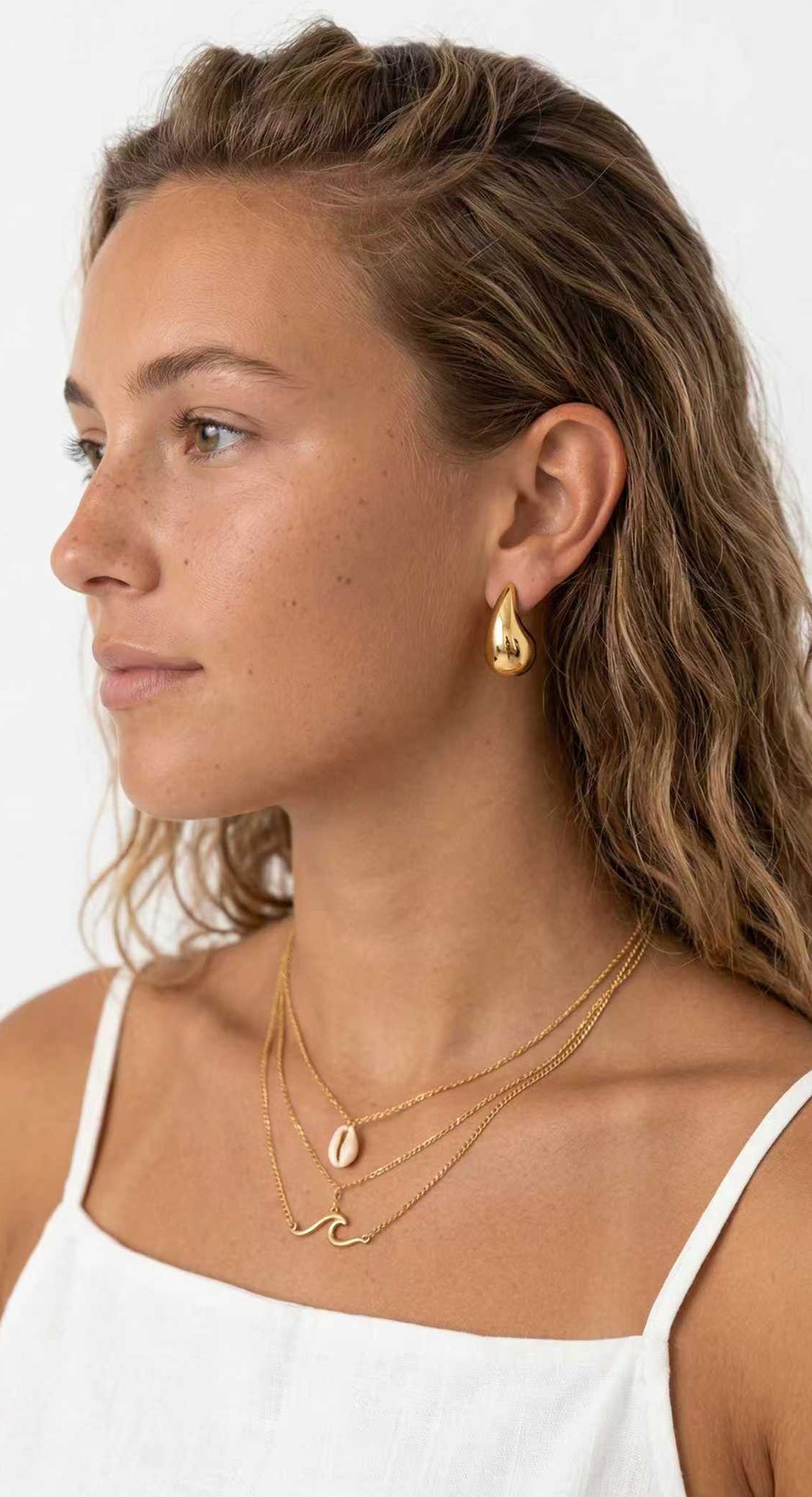 Gold Chunky Teardrop Earrings | Minimalist Waterdrop Statement | TinyLoverClothing