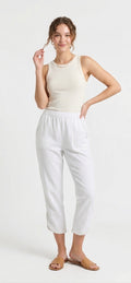 Women’s Braided Hem Stretch French Terry Capri - White