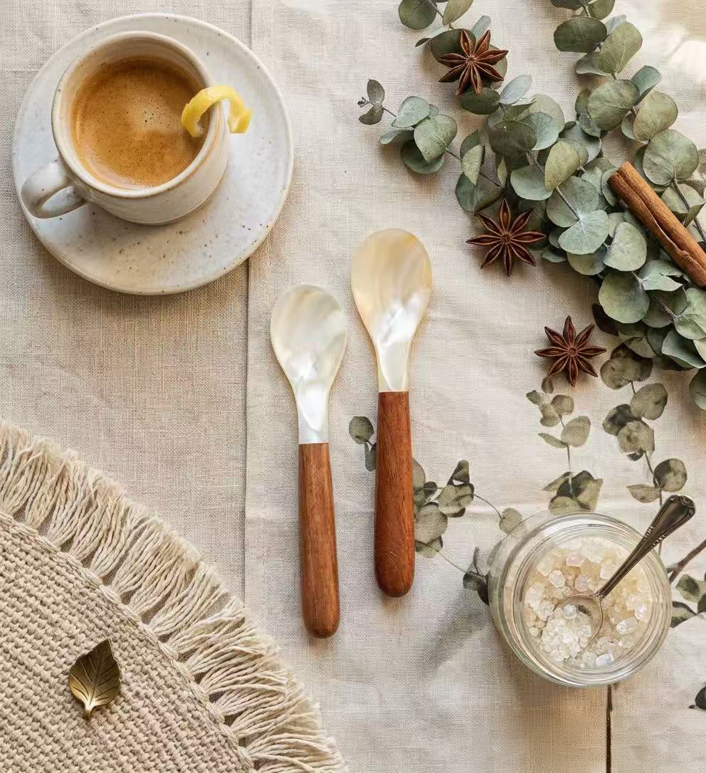 The "Daily Rituals" Mother of Pearl & Wood Spoon Set