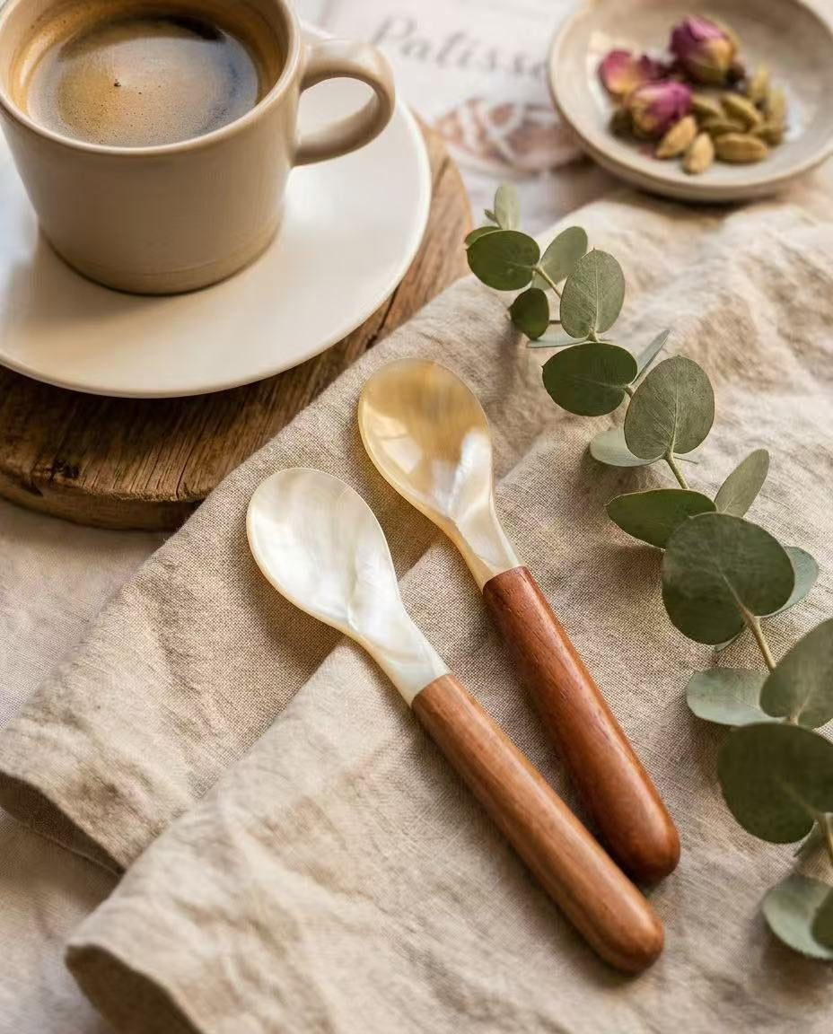 The "Daily Rituals" Mother of Pearl & Wood Spoon Set