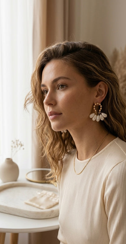 The Nebula Fan – Vintage Teardrop Pearl Drop Earrings