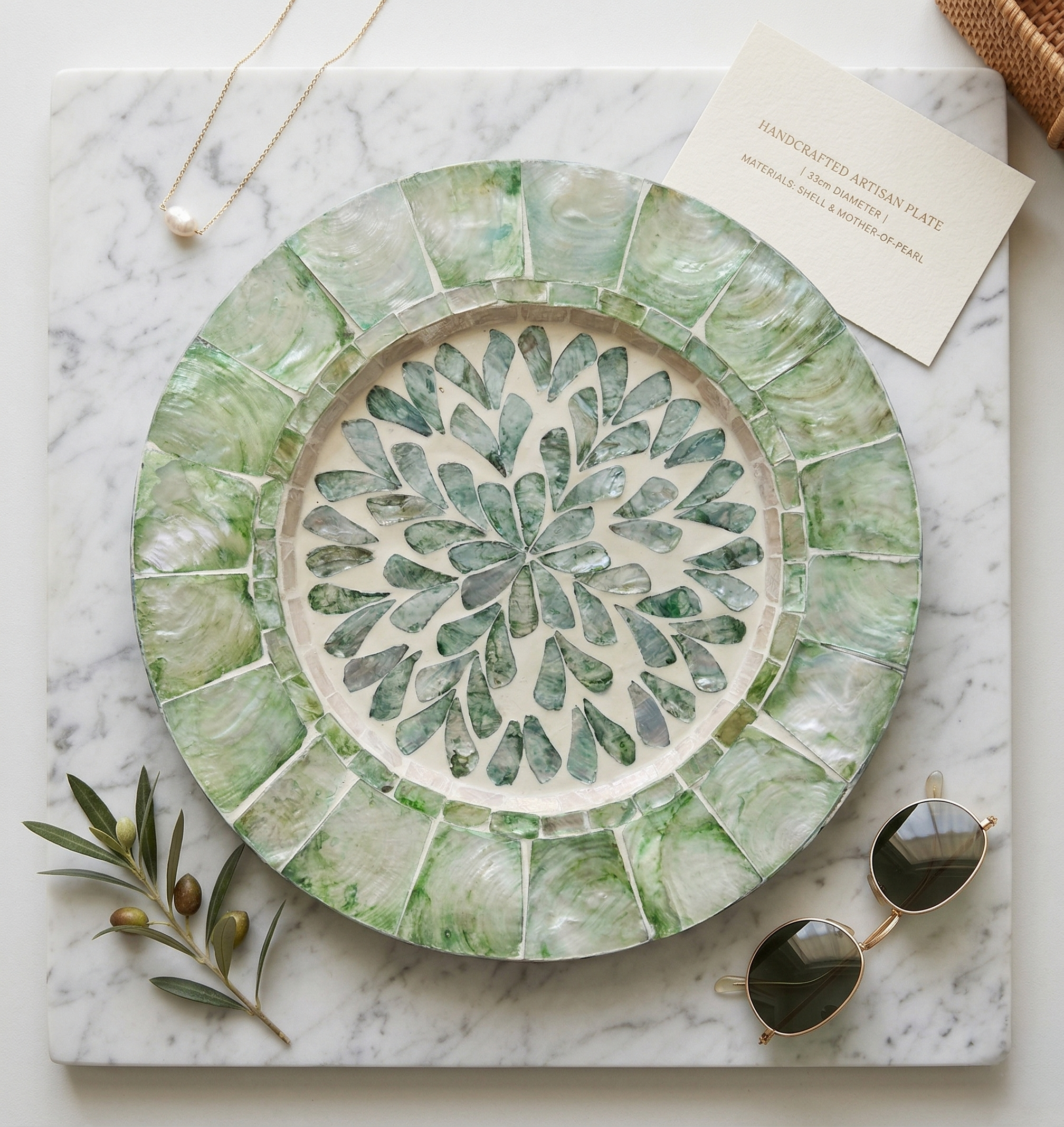 Artisan Mother-of-Pearl Shell Placemat | Handcrafted in Vietnam (33cm)