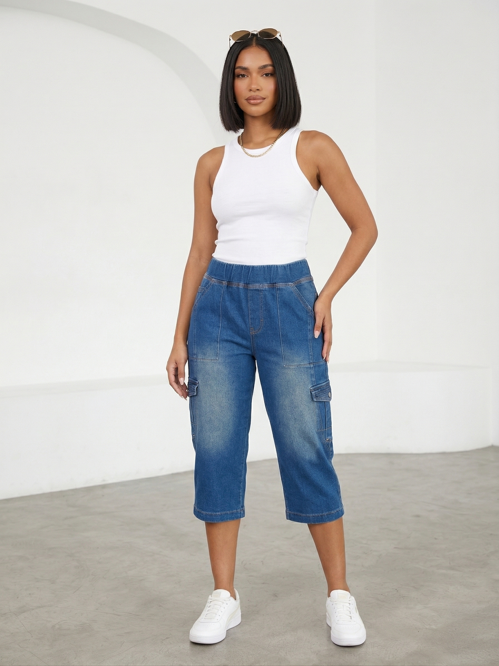 Urban Breeze Indigo Cargo Capris | Street Chic Summer Utility