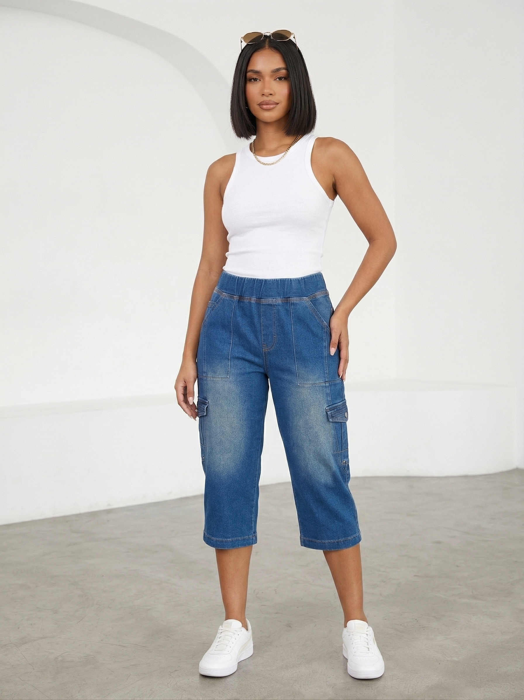 Urban Breeze Indigo Cargo Capris | Street Chic Summer Utility