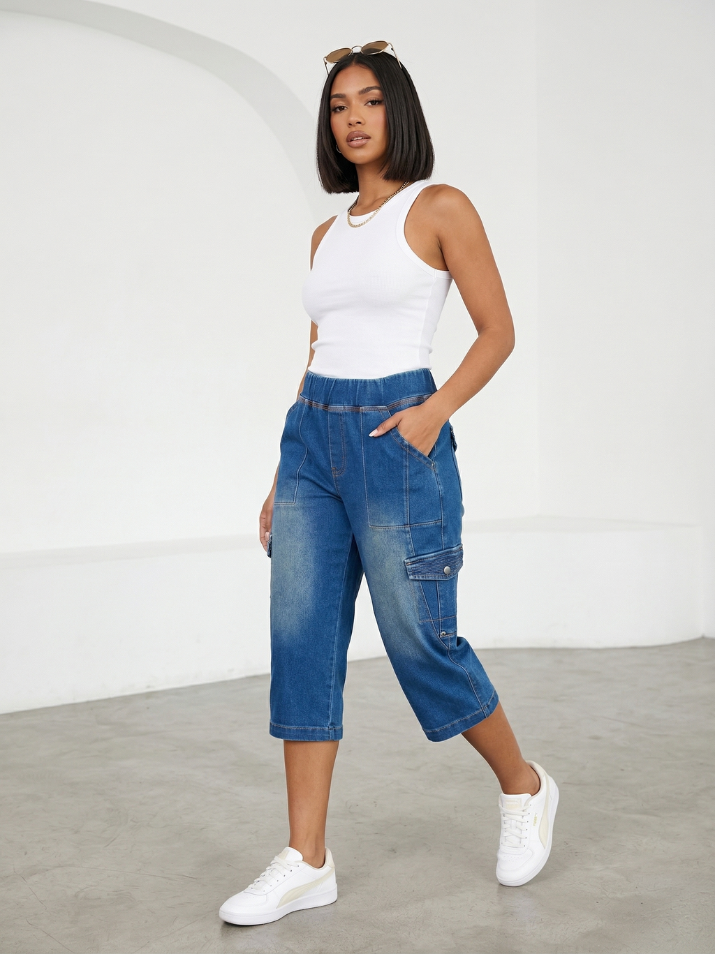 Urban Breeze Indigo Cargo Capris | Street Chic Summer Utility