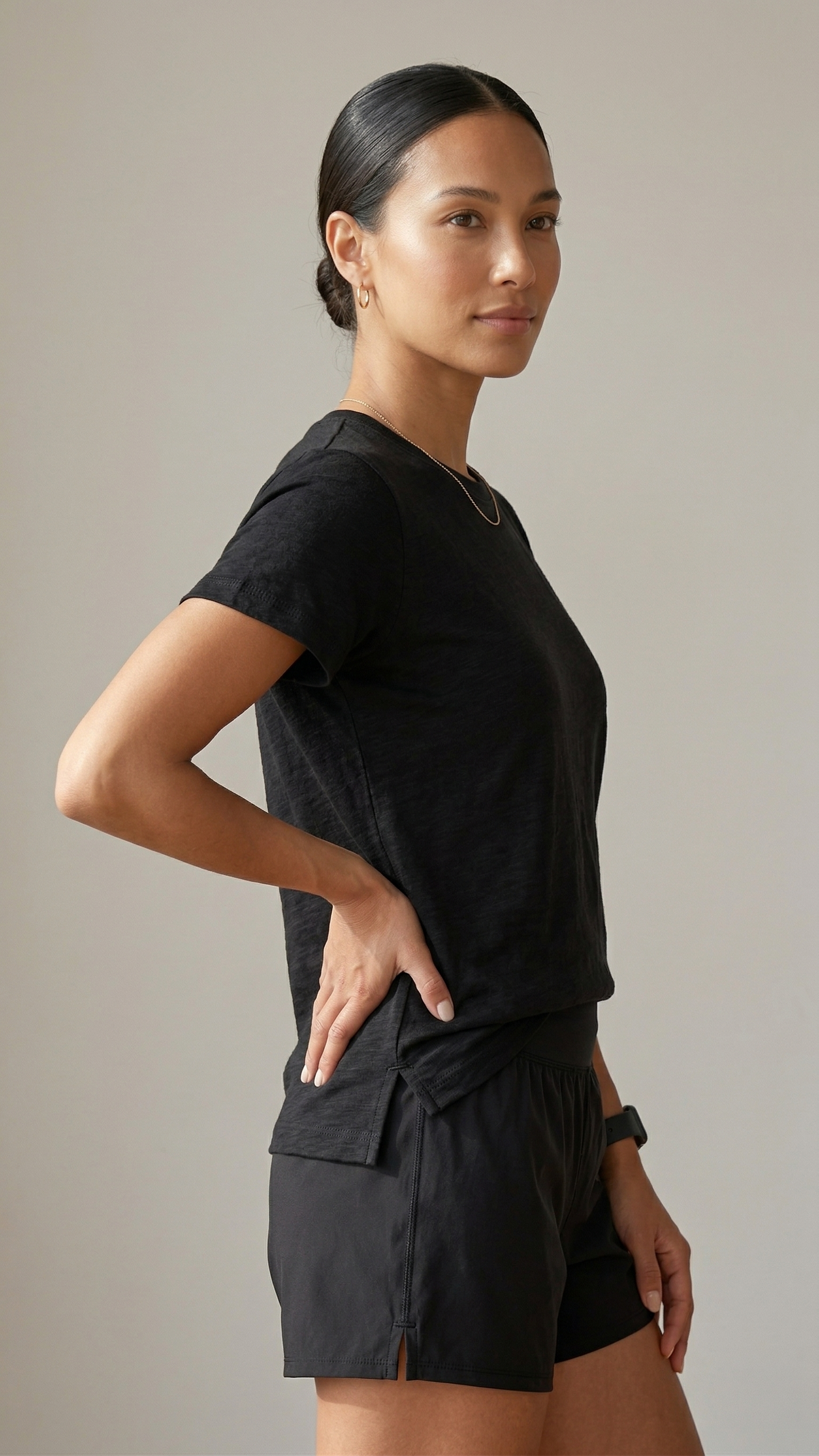 The Everyday Side-Slit Black Tee | 100% Soft-Touch Cotton