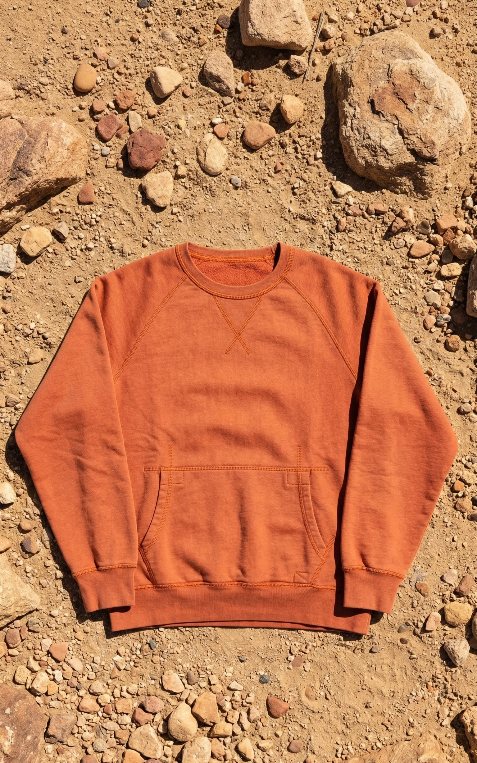 Mojave Burnt Orange Raglan Sweatshirt with Kangaroo Pocket - Street Chic Vibe