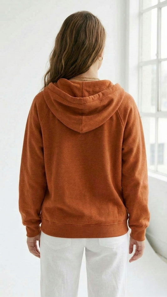 Tangerine Dream: Ultra-Cozy Women's Oversized Orange Zip-Up Hoodie