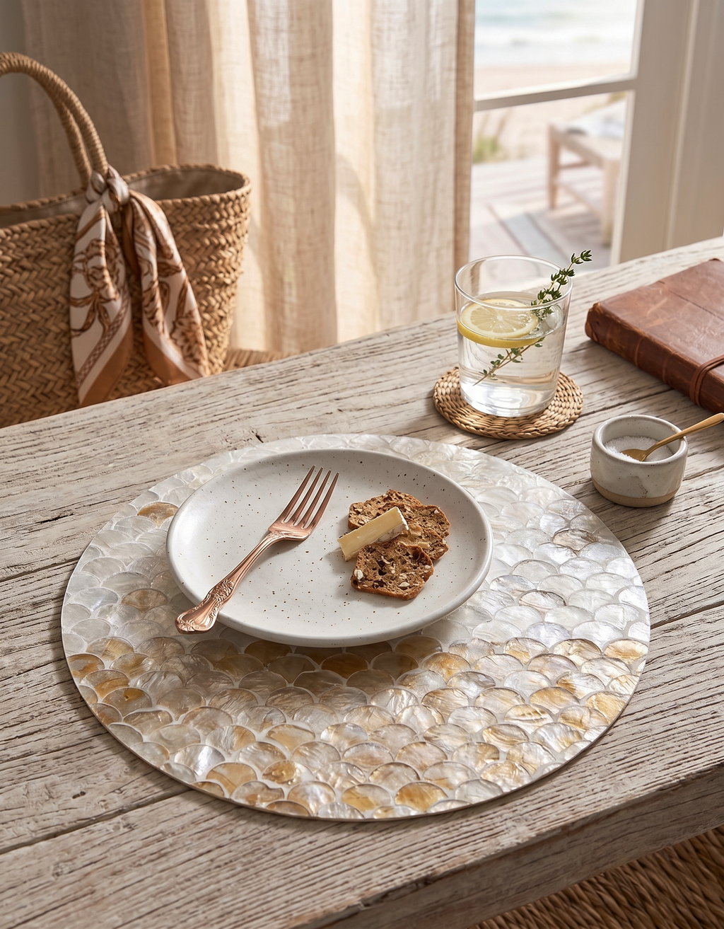 The Sunrise Shell Placemat | Iridescent Mother of Pearl Charger (30cm)