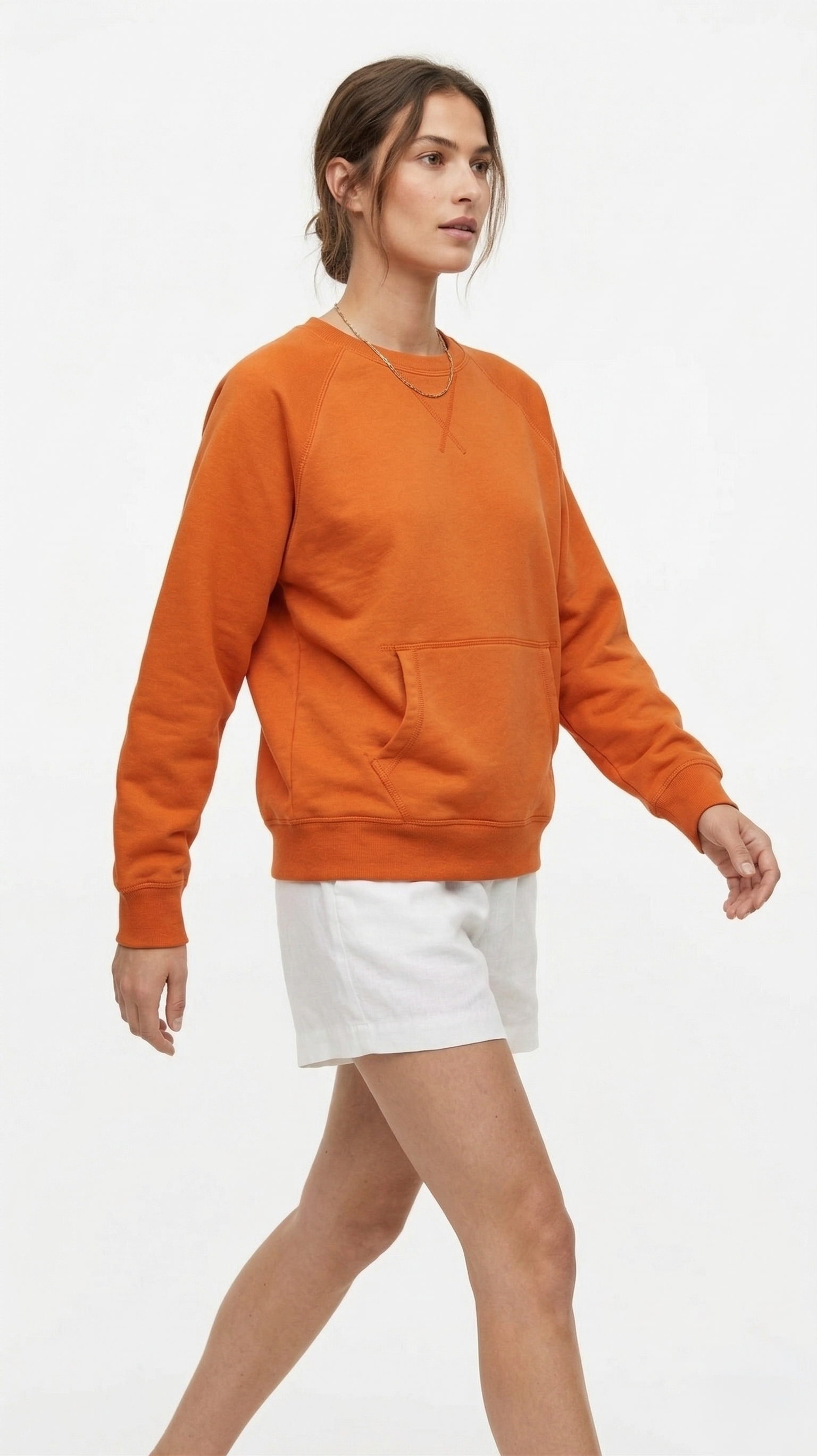 Mojave Burnt Orange Raglan Sweatshirt with Kangaroo Pocket - Street Chic Vibe