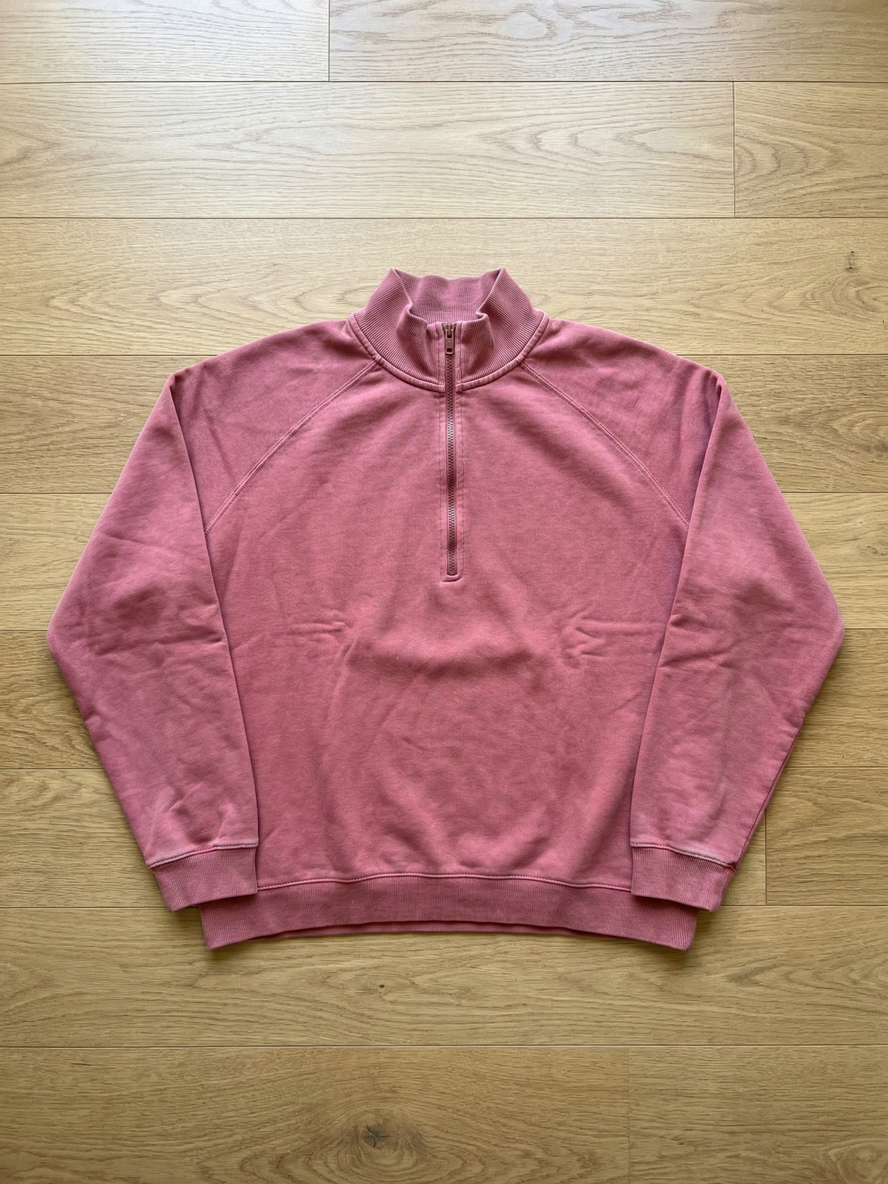 Mineral Washed Quarter-Zip Fleece Pullover - Wine