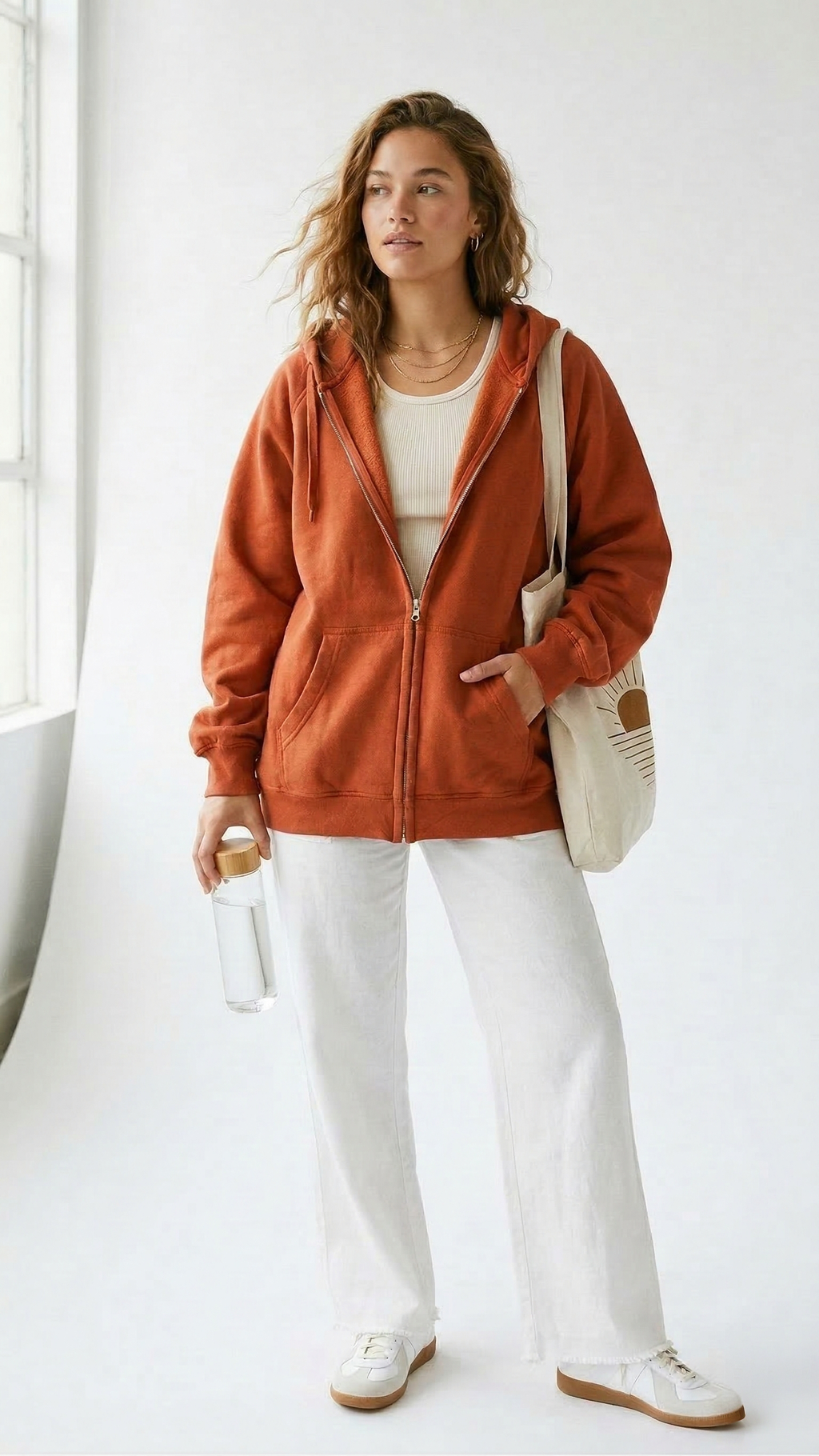 Tangerine Dream: Ultra-Cozy Women's Oversized Orange Zip-Up Hoodie