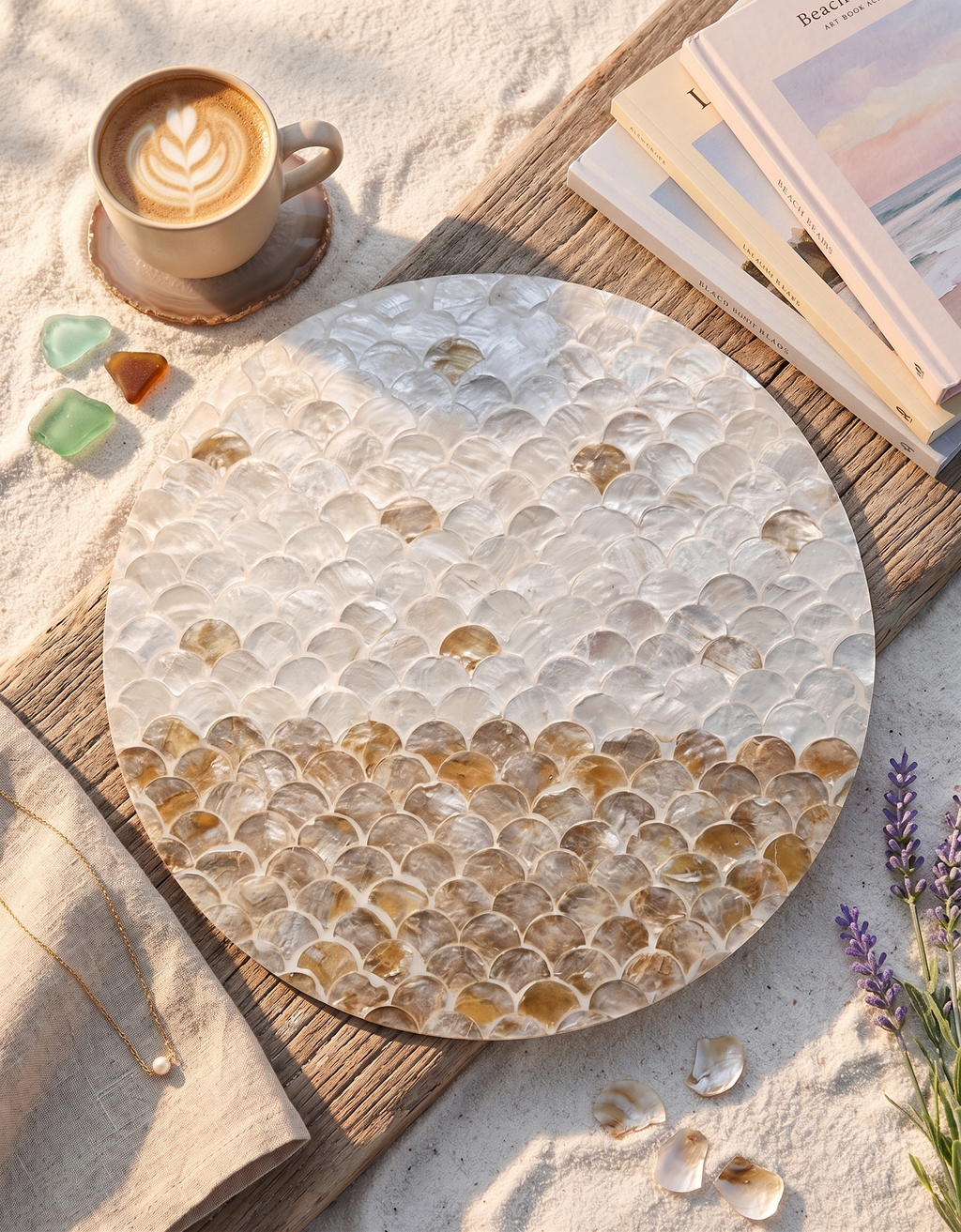 The Sunrise Shell Placemat | Iridescent Mother of Pearl Charger (30cm)