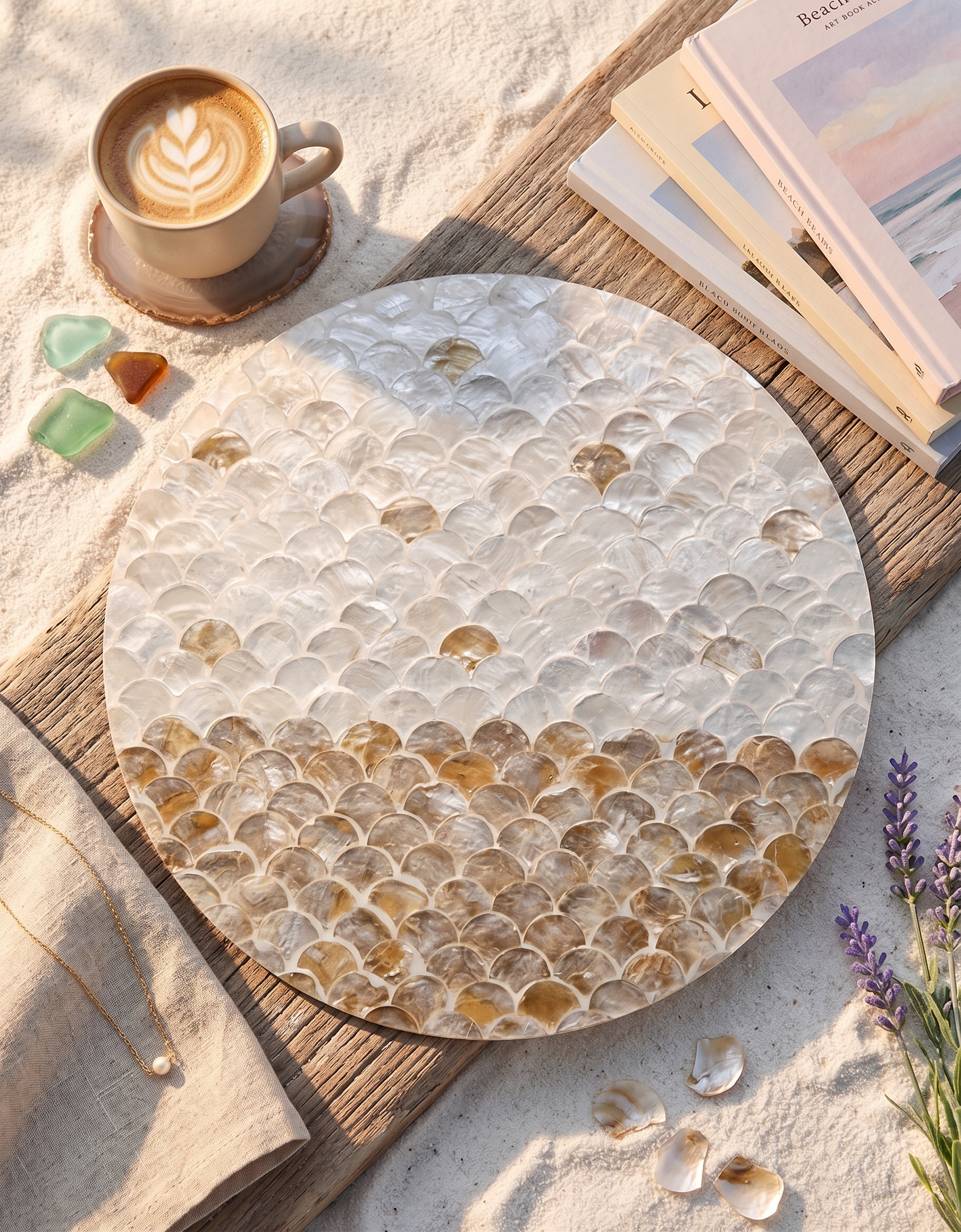 The Sunrise Shell Placemat | Iridescent Mother of Pearl Charger (30cm)