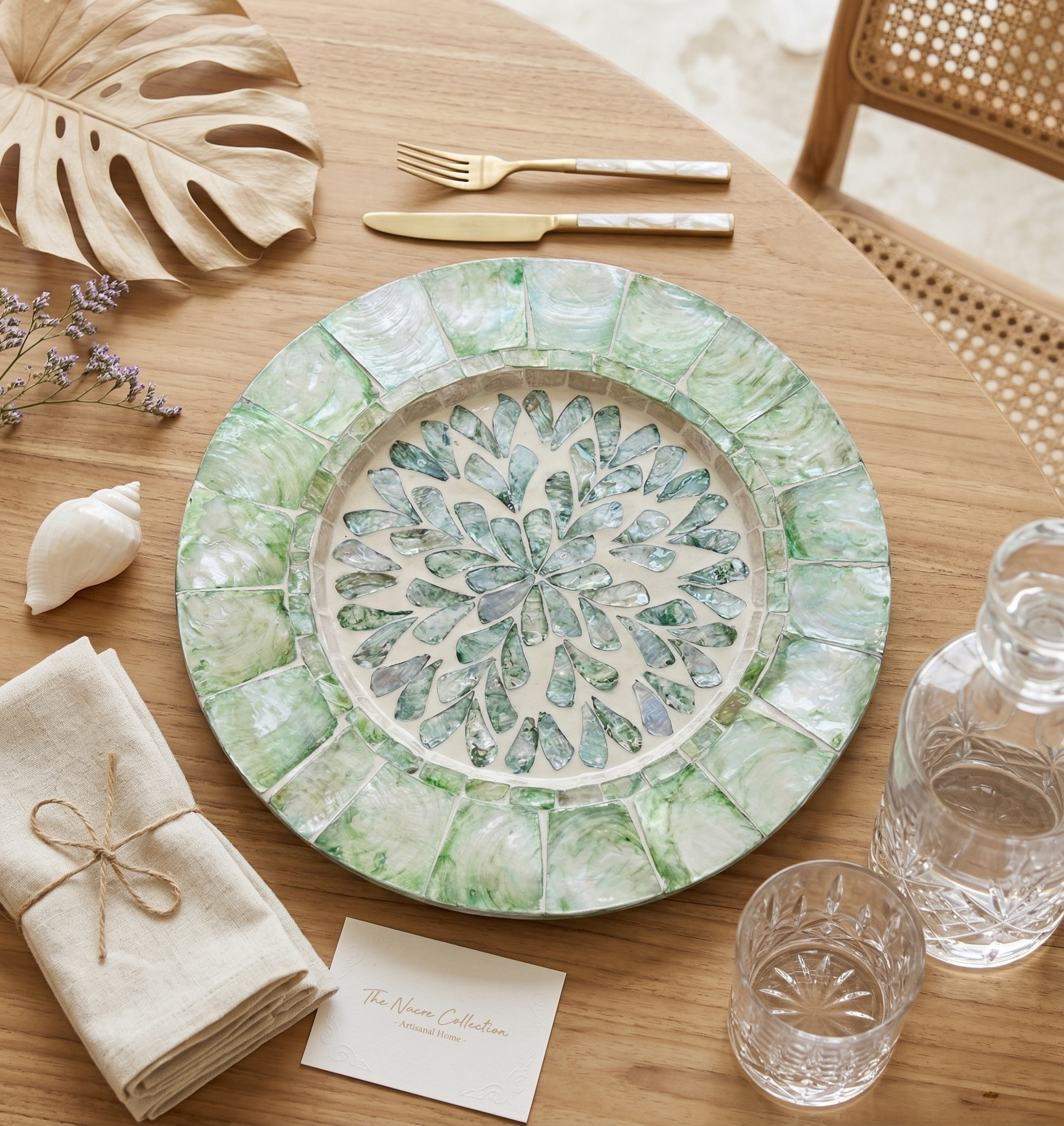 Artisan Mother-of-Pearl Shell Placemat | Handcrafted in Vietnam (33cm)