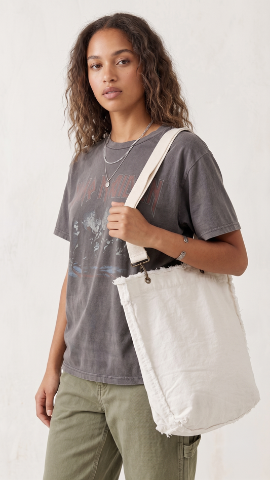 CLEARANCE | Washed Denim Everyday Tote Bag - Unfinished Seam