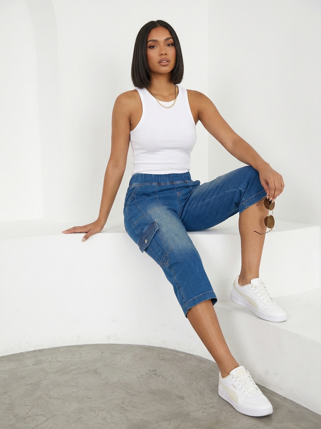 Urban Breeze Indigo Cargo Capris | Street Chic Summer Utility