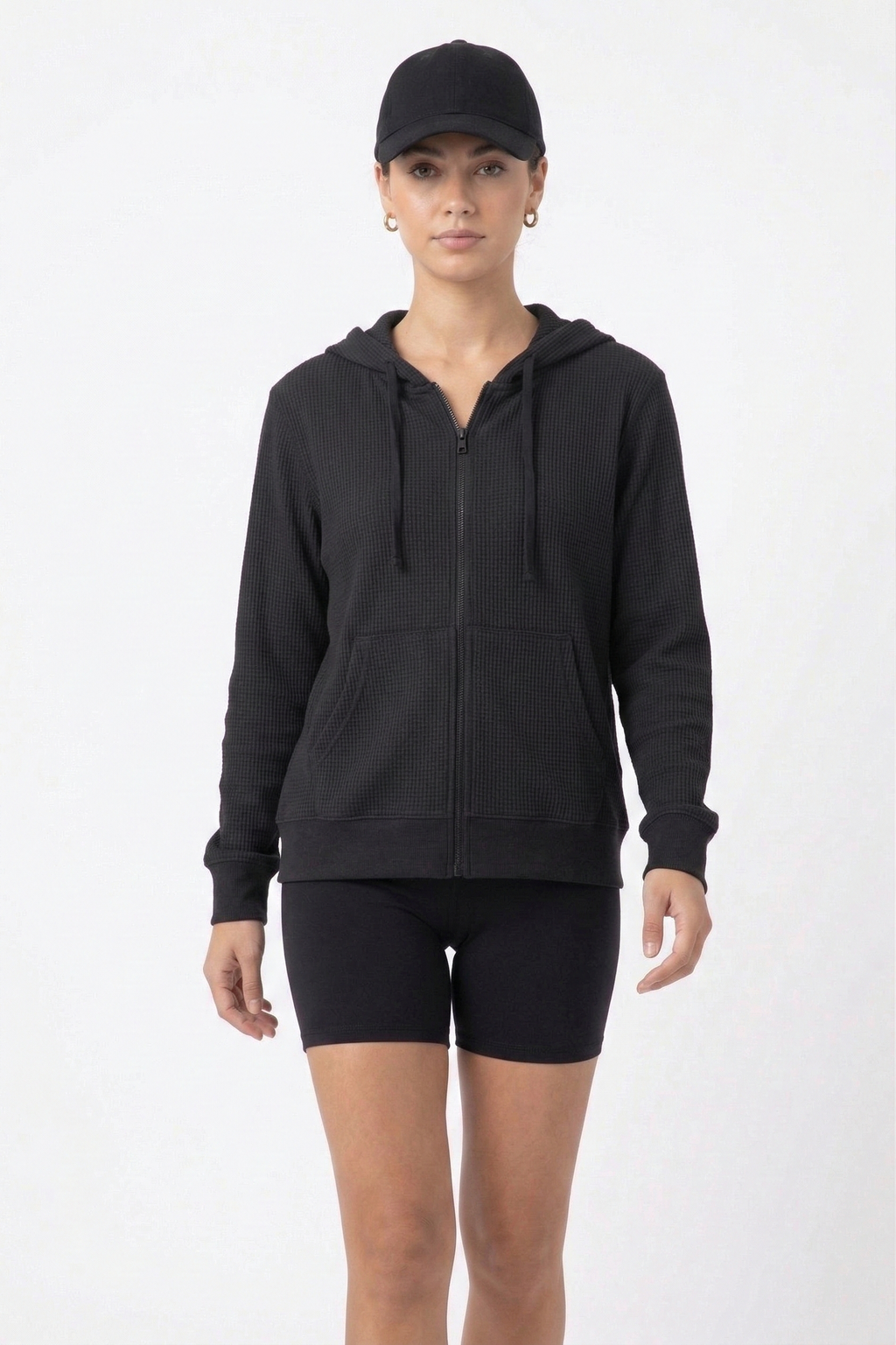 Off-Duty Waffle Hoodie - Black-L