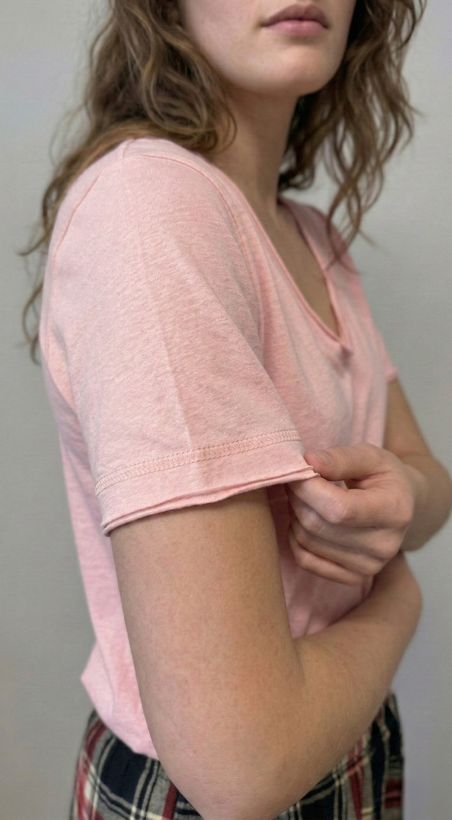 Everyday Effortless V-Neck Tee - 100% Cotton -Petal