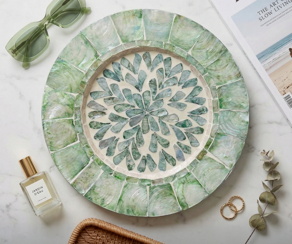 Artisan Mother-of-Pearl Shell Placemat | Handcrafted in Vietnam (33cm)