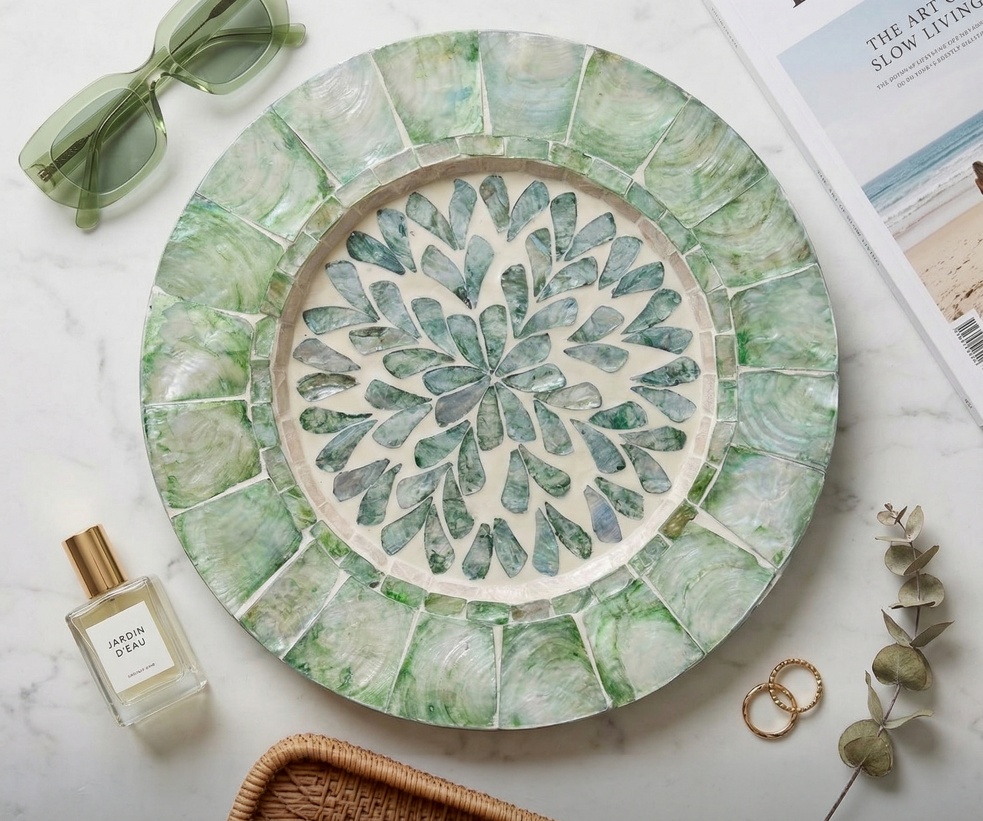 Artisan Mother-of-Pearl Shell Placemat | Handcrafted in Vietnam (33cm)