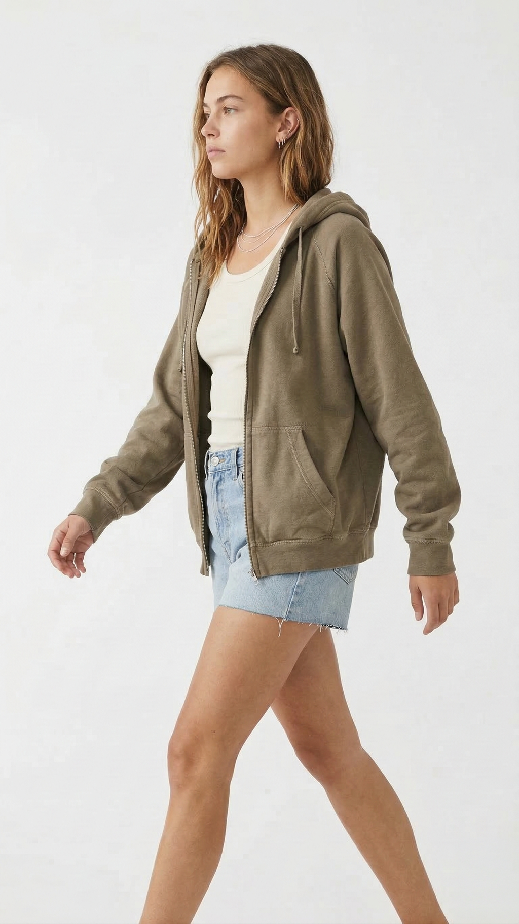 Mojave Oversized Zip Hoodie - Moss