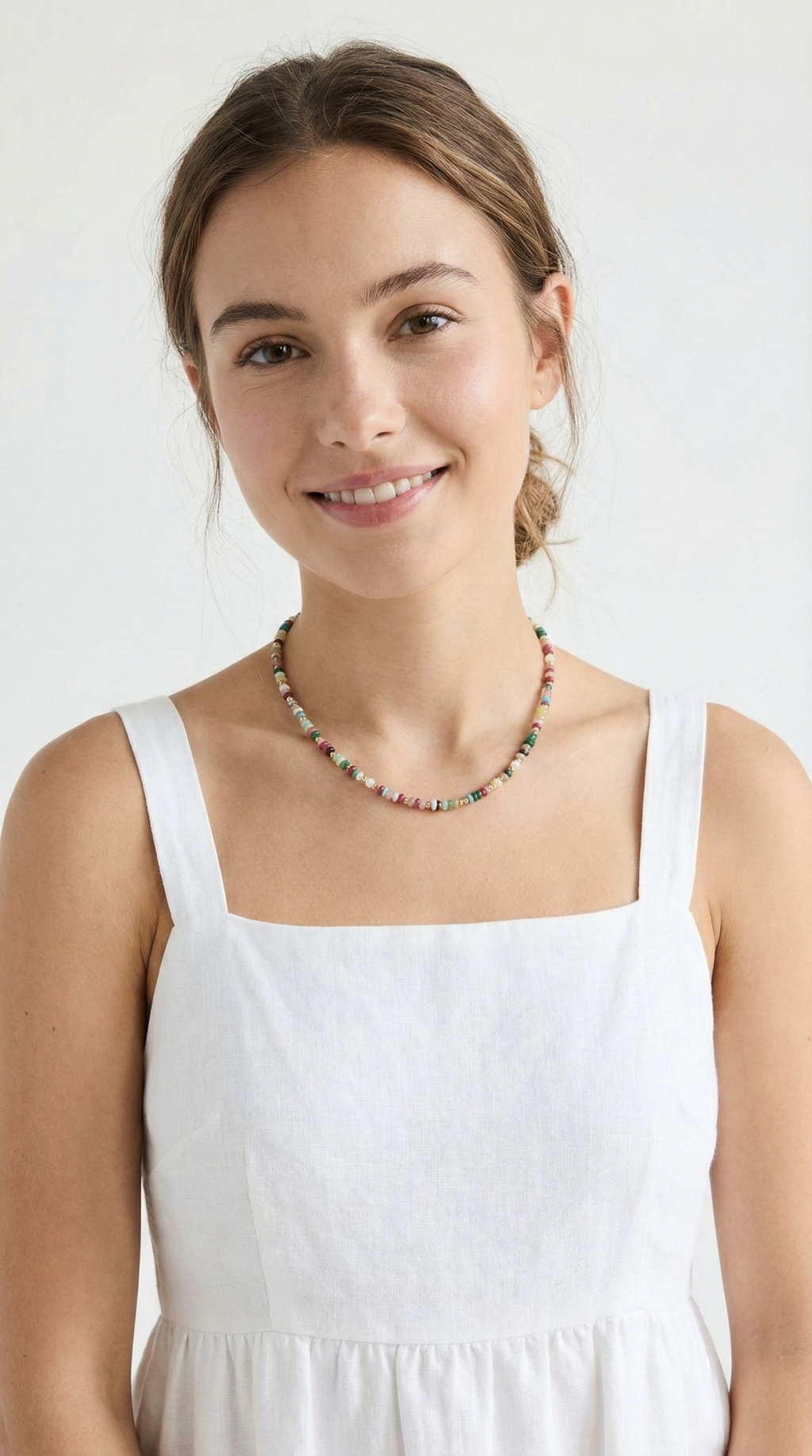 The Sunset Confetti Beaded Necklace | Multi-Color Gemstone Layering Choker