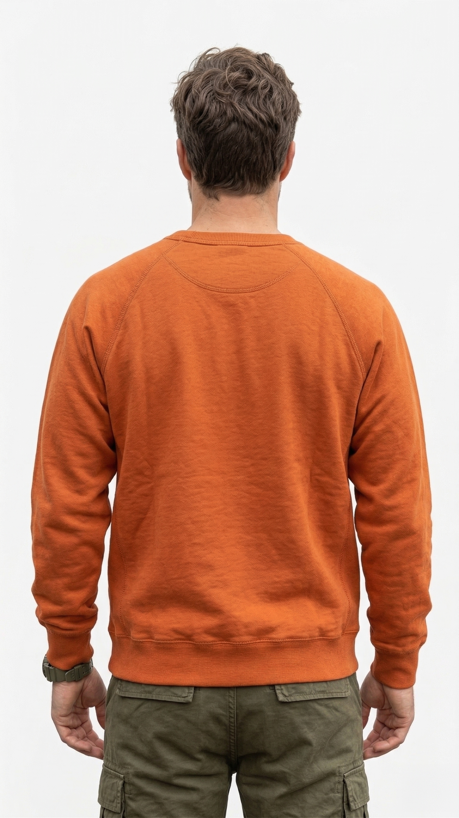 Premium Men's Terracotta Orange Raglan Sleeve Sweatshirt | 80% Cotton Blend Crewneck