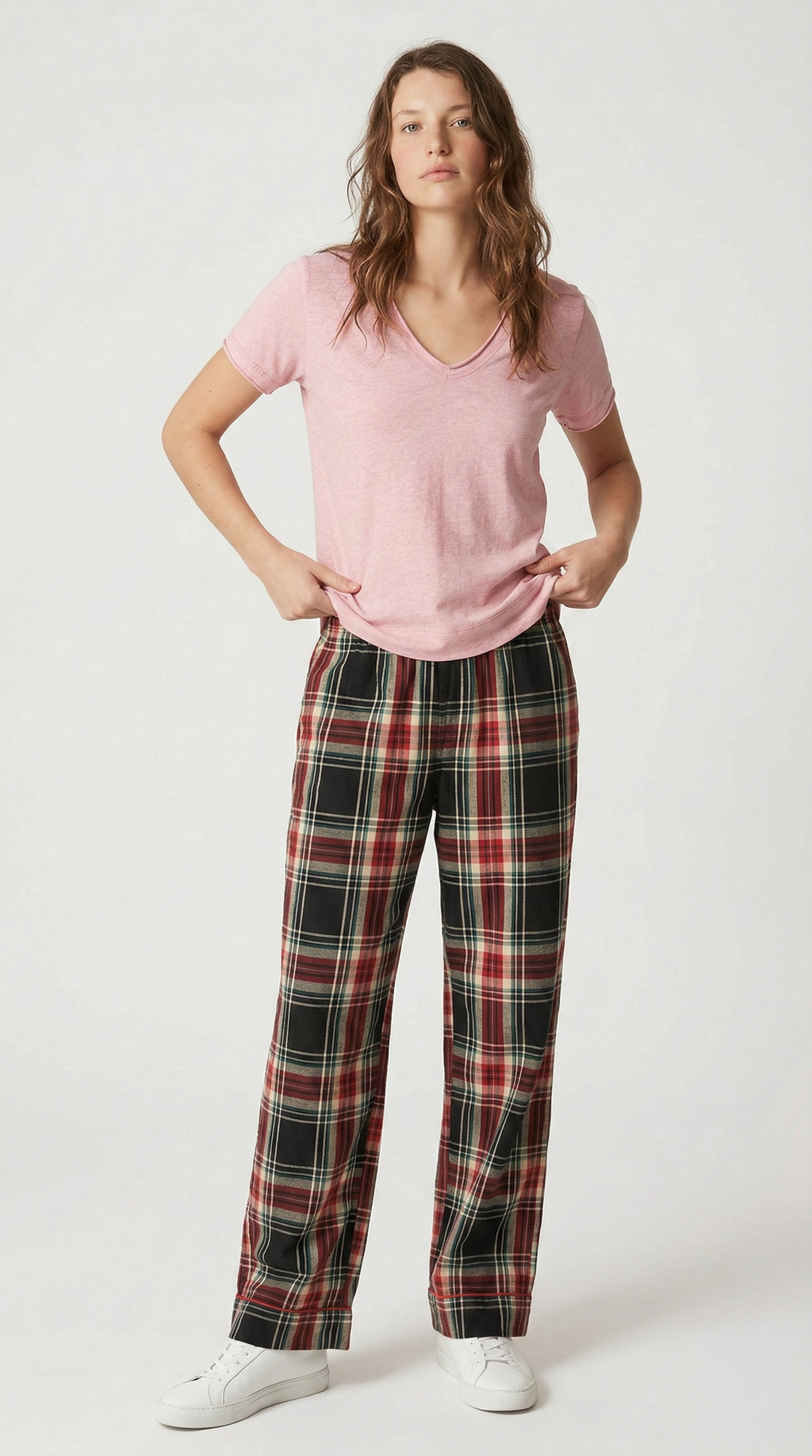 Everyday Effortless V-Neck Tee - 100% Cotton -Petal