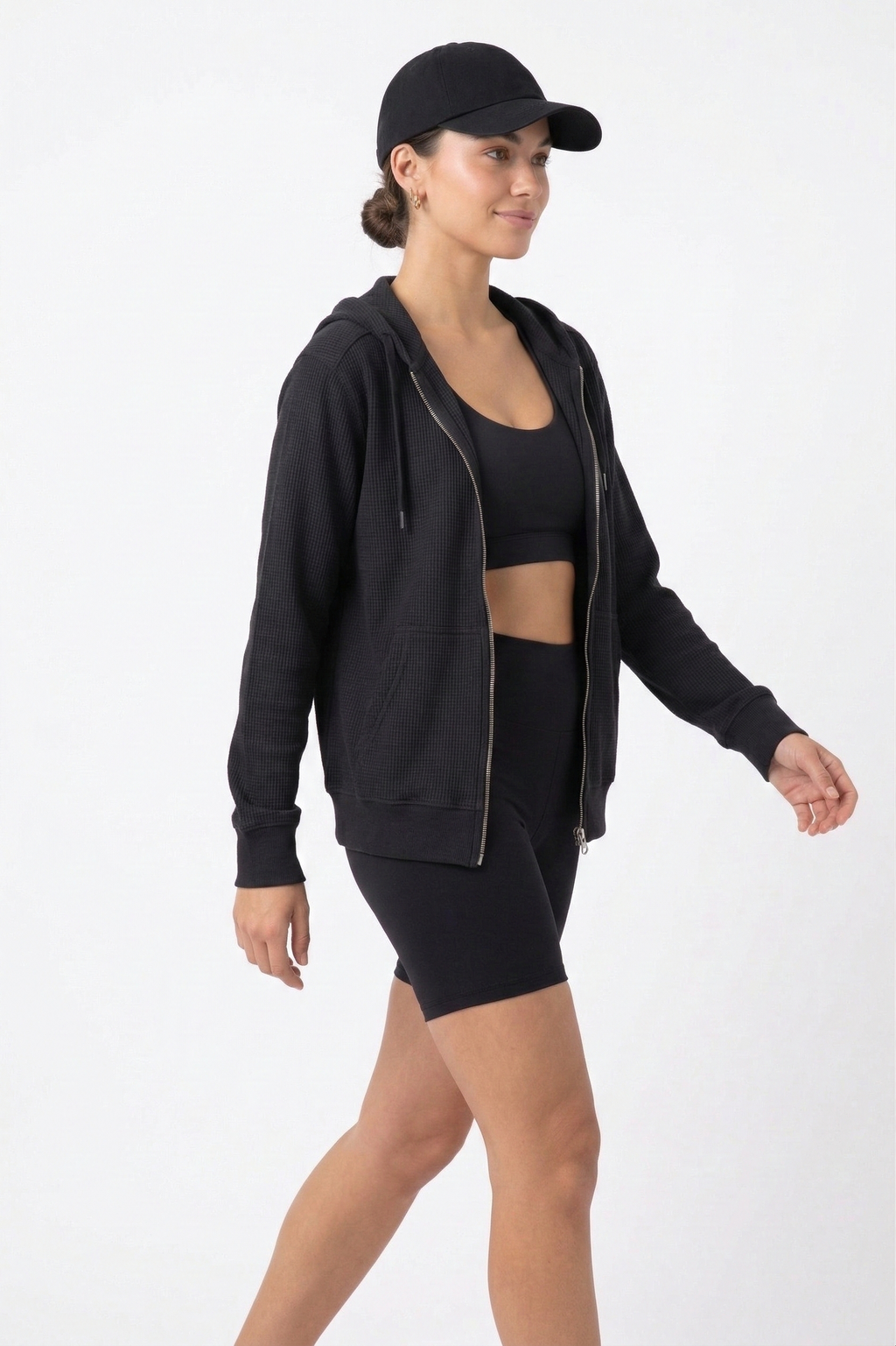 Off-Duty Waffle Hoodie - Black-L