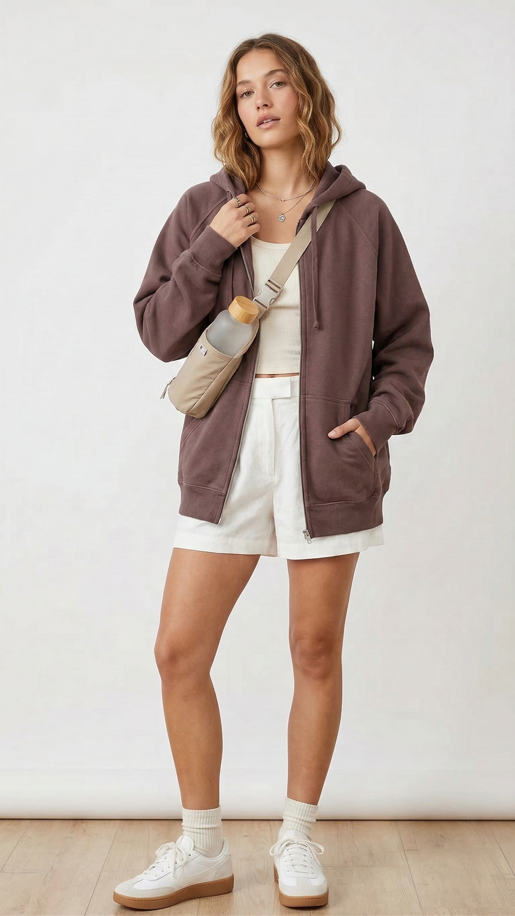 The "Cloud-Soft" Oversized Zip Hoodie in Espresso | Premium Cotton Blend