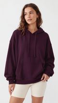 Unisex Deep Plum Oversized Cotton-Blend Hoodie