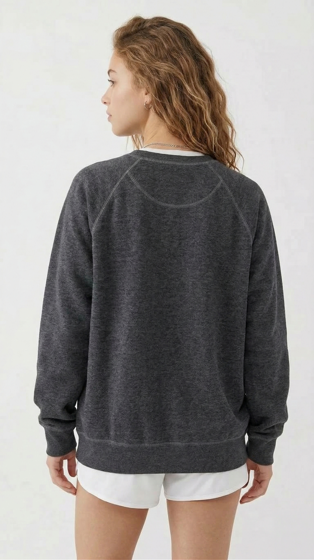 Oversized Raglan Pullover Sweatshirt – Dark Heather Grey