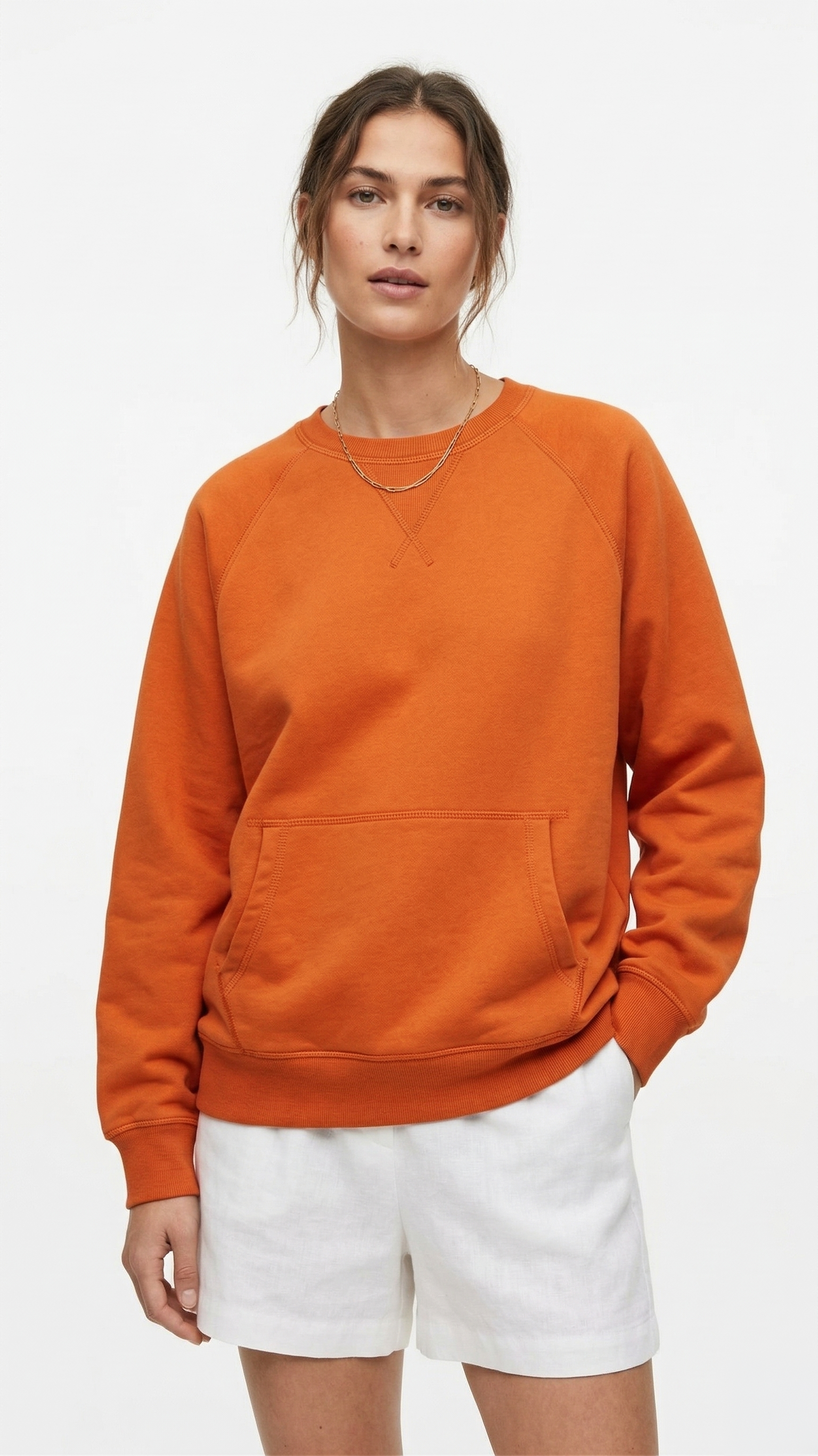 Mojave Burnt Orange Raglan Sweatshirt with Kangaroo Pocket - Street Chic Vibe