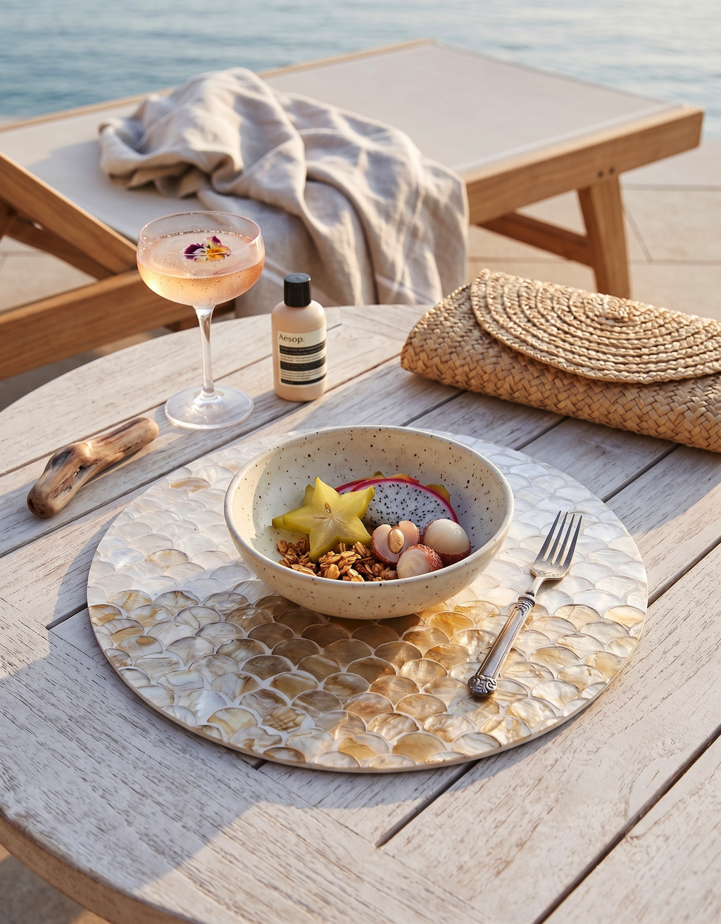 The Sunrise Shell Placemat | Iridescent Mother of Pearl Charger (30cm)