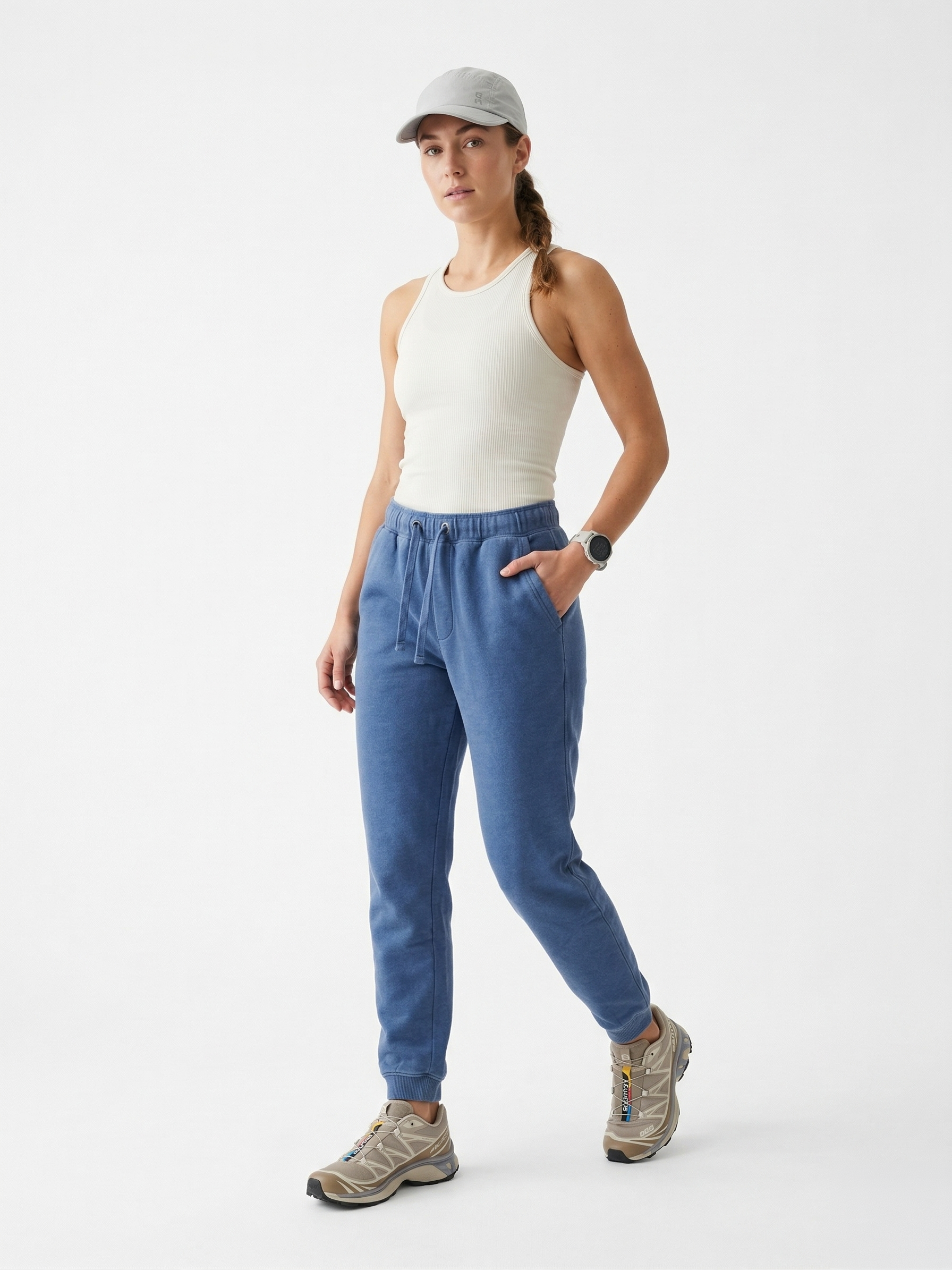 Tiny Lover Women’s Outdoor Joggers - Blue Cotton Blend Sweatpants