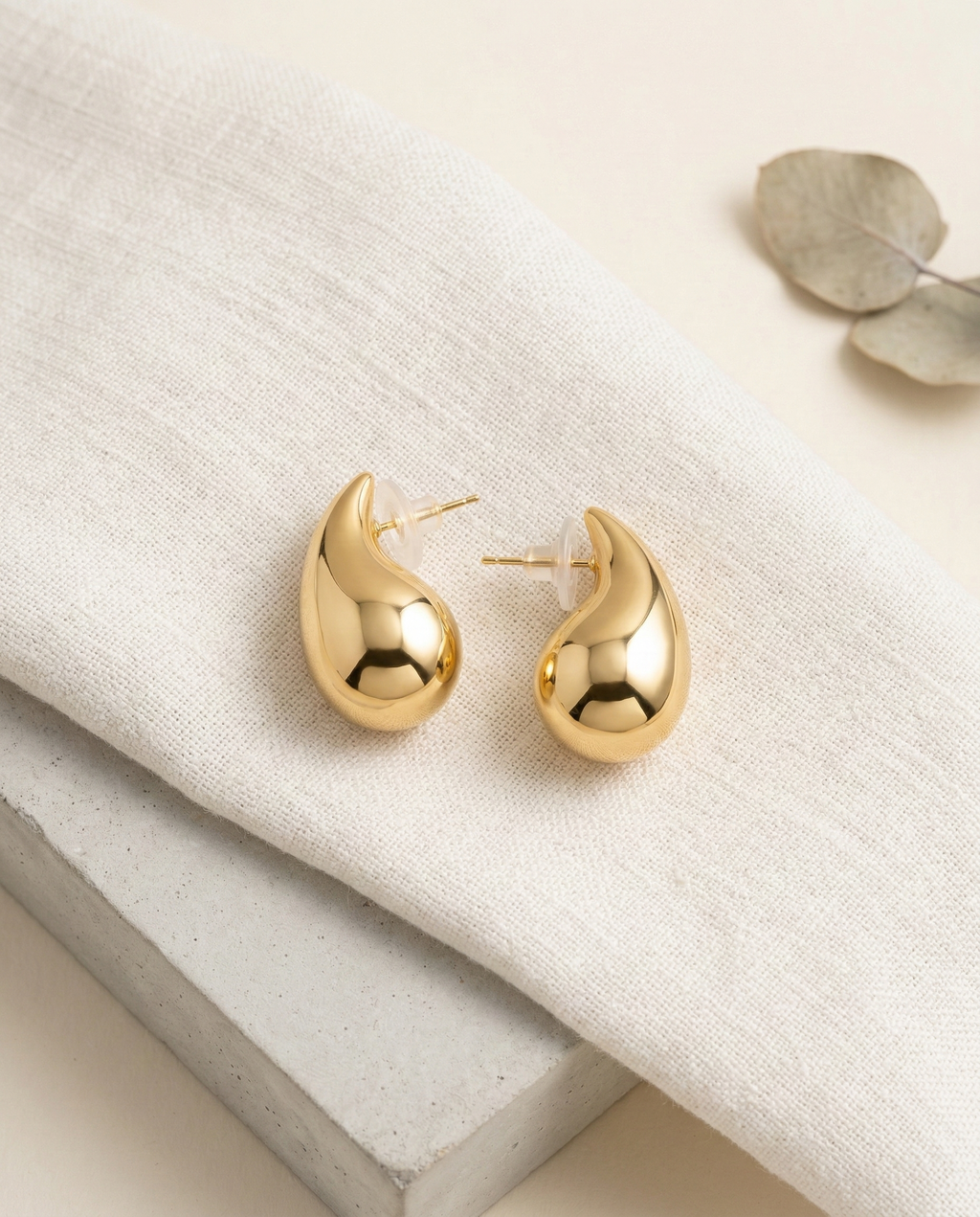 Gold Chunky Teardrop Earrings | Minimalist Waterdrop Statement | TinyLoverClothing
