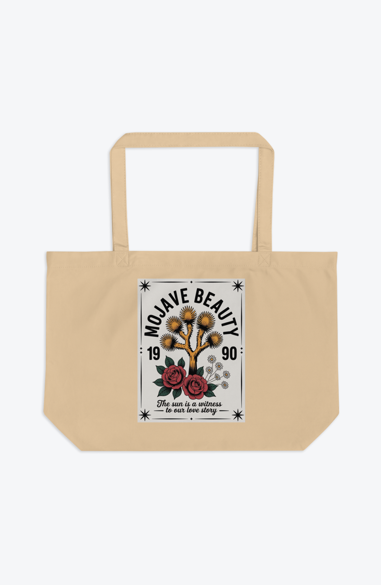 Mojave Beauty Vintage Graphic Large Organic Cotton Tote Bag