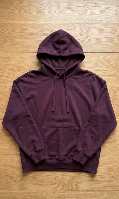 Unisex Deep Plum Oversized Cotton-Blend Hoodie