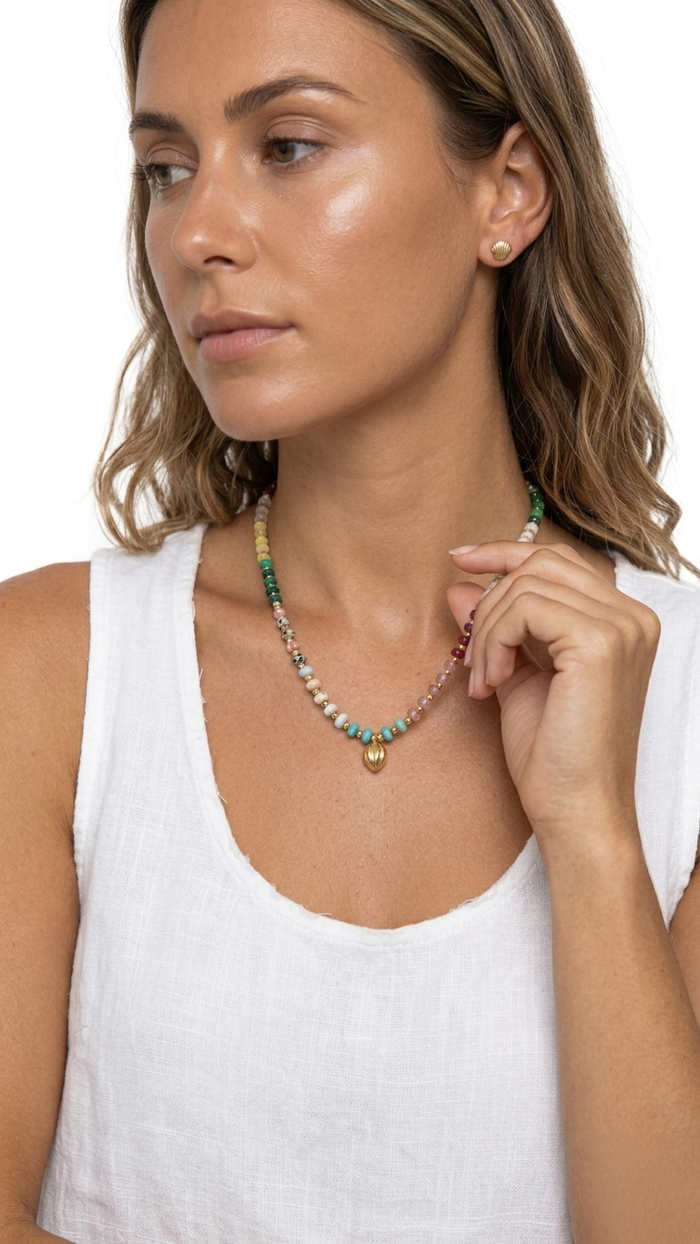 The Aurora Beaded Island Necklace