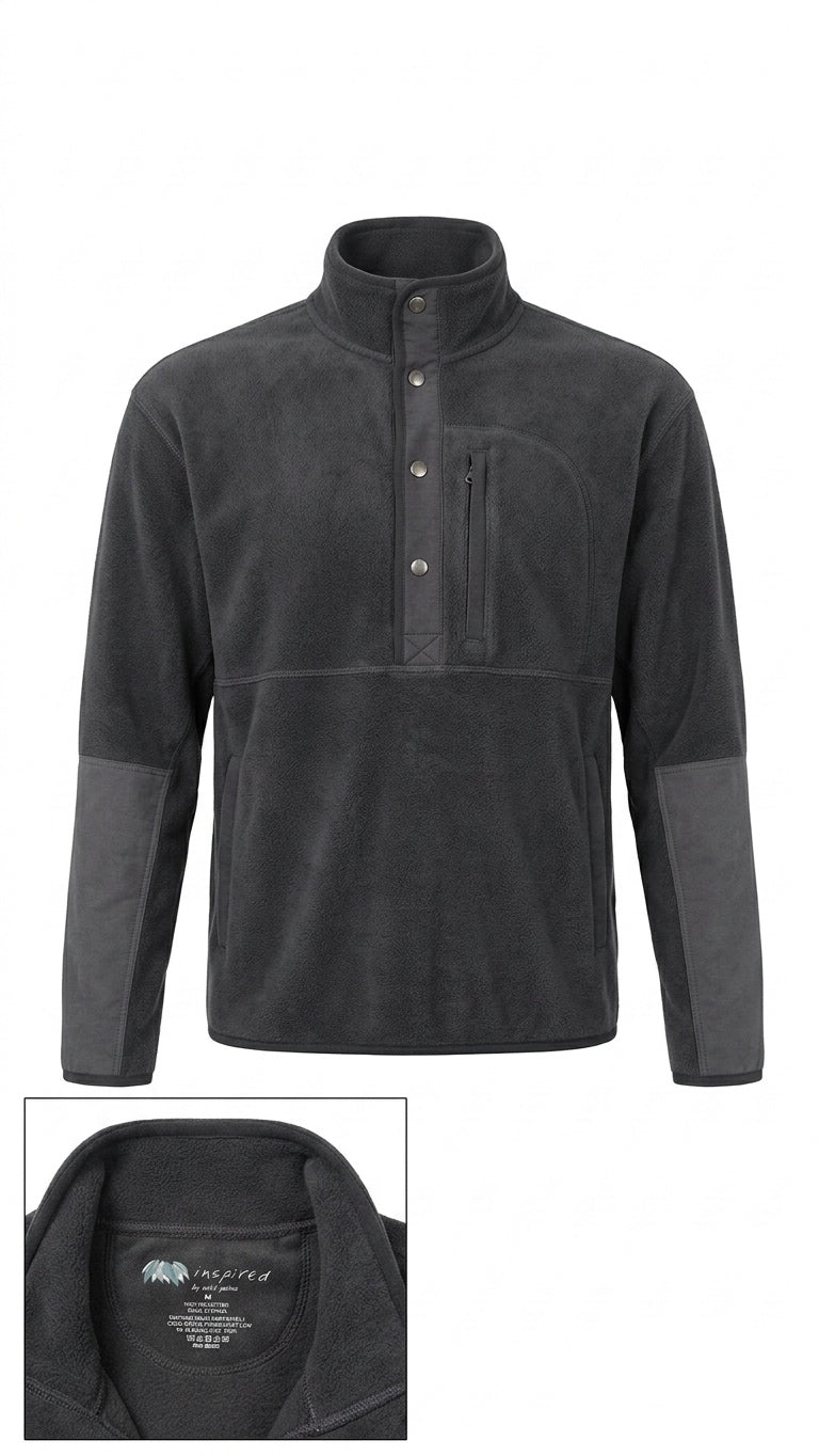 INSPIRED by Wild Palms Size M Charcoal Gray Fleece Snap Neck Pullover Sweater-M