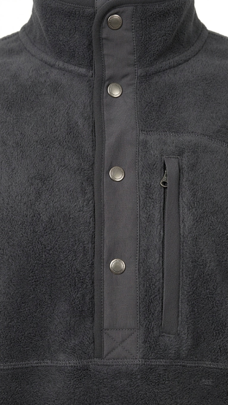 INSPIRED by Wild Palms Size M Charcoal Gray Fleece Snap Neck Pullover Sweater-M