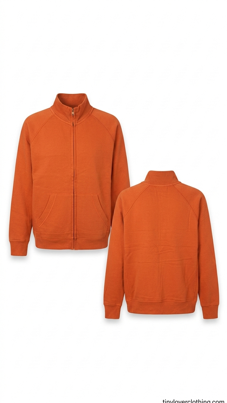 Orange Full-Zip Sweatshirt Jacket Size L 80% Cotton CLEARANCE