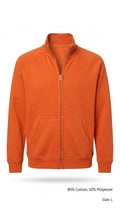 Orange Full-Zip Sweatshirt Jacket Size L 80% Cotton CLEARANCE