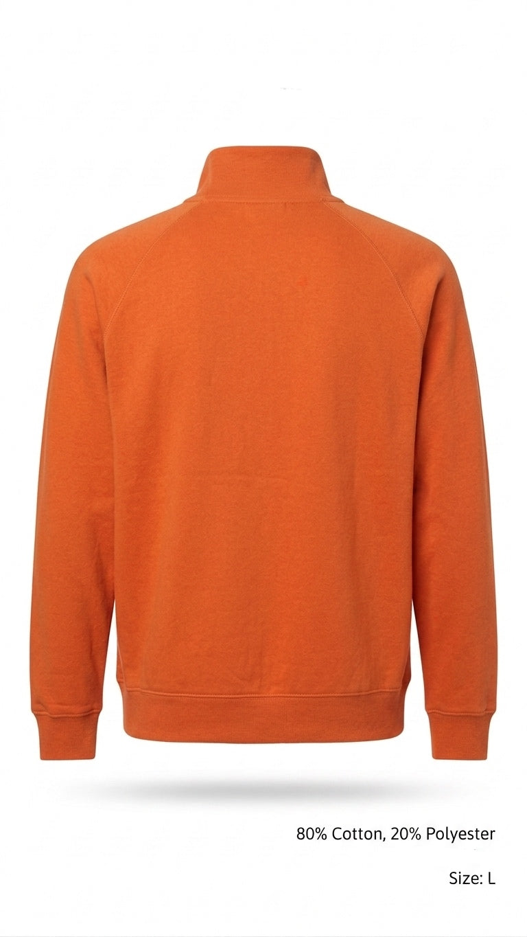 Orange Full-Zip Sweatshirt Jacket Size L 80% Cotton CLEARANCE