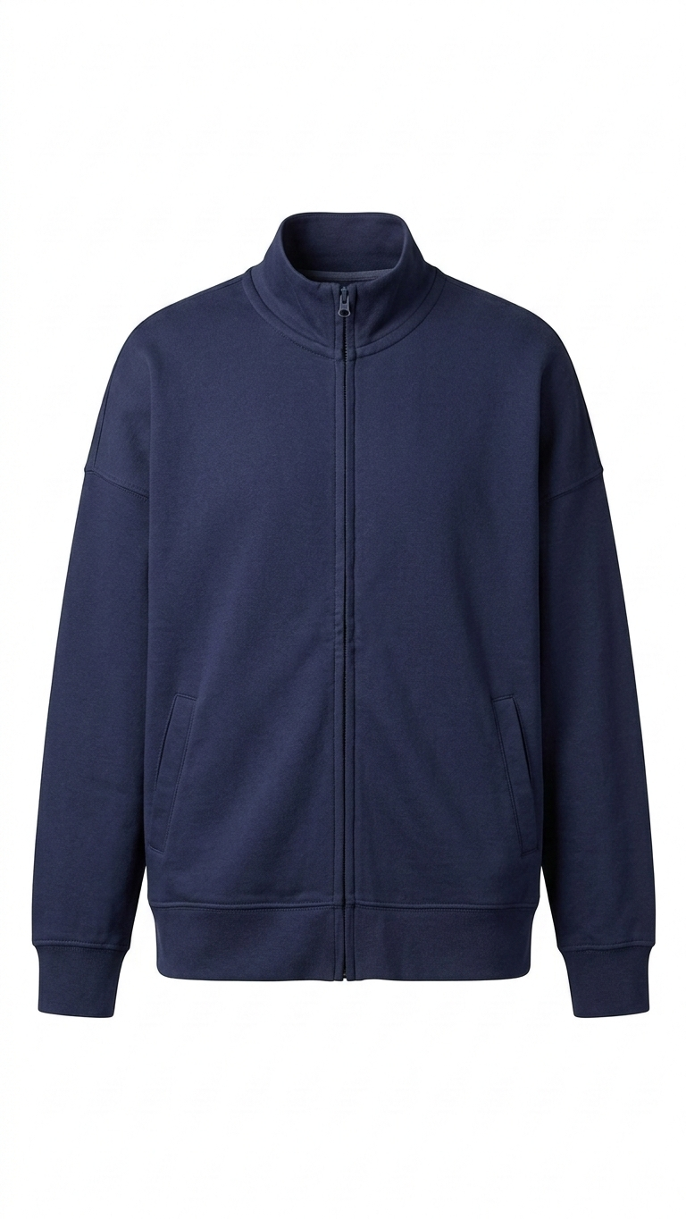 Men’s Navy Zip-Up Sweatshirt - Desert Core Piece - Fleece Jacket - Clearance!-L