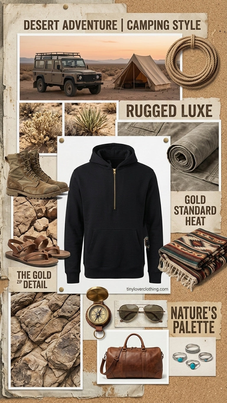 Men's Black 1/4 Zip Hoodie Pullover Sweatshirt Fleece Kangaroo Pocket CLEARANCE