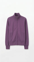 Purple Full Zip Mock Neck Sweatshirt Jacket Size Large Cotton Blend Welt Pockets