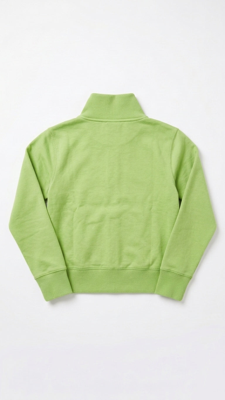 Women’s Small Green Full Zip Sweatshirt Mock Neck Pockets Cotton CLEARANCE